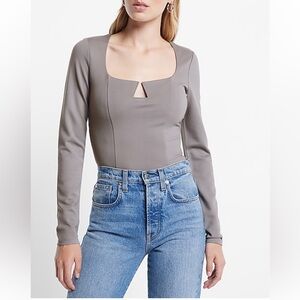 NWOT Express Fitted V-Wire Ponte Long Sleeve
Thong Bodysuit Sz S